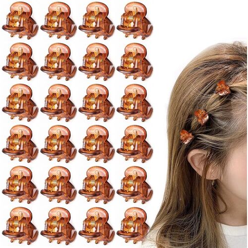 24pcs Mini Hair Clips, 1.5cm Small Plastic Non-Slip Hair Claw Clips Mini Hair Claw Clips For Girls And Women (Champagne)