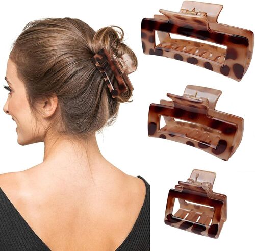 3 X Large Women's Hair Clips, Leopard Hair Clips, Adult Non-Slip Medium Hair Clip Hair Accessories Suitable For Women With Thick Hair 