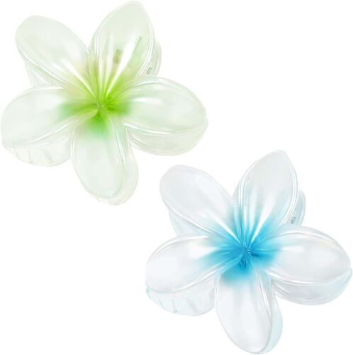 Flower Hair Clip, Hair Clips For Women, Large Hair Clips, Non-Slip Hair Clips, Hair Clips For Women, Girls (2 Pieces - Pearl Green + Pearl Blue) 
