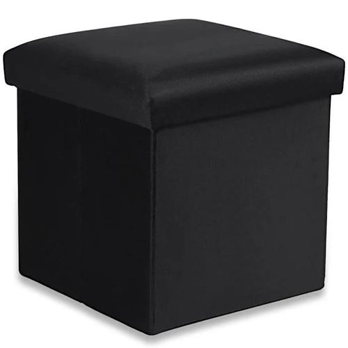 Pouf Pliant Cortona M - 30x30x30cm Velours Noir