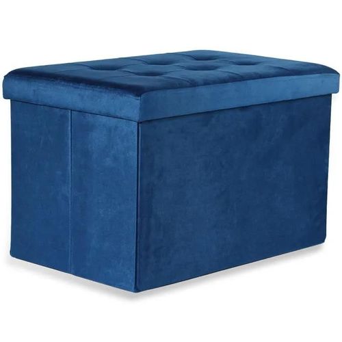 Pouf Pliant Ravello Xl Avec Boutons - 60x38x38cm Velours Bleu Marine