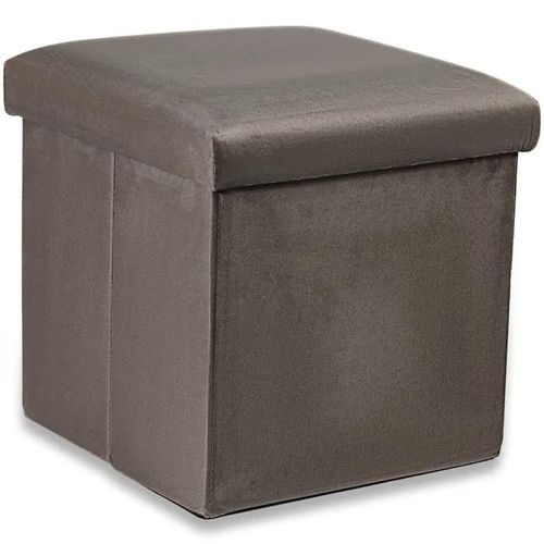 Pouf Pliant Cortona M - 30x30x30cm Marron Velours