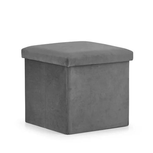 Pouf Pliant Cortona M - 30x30x30cm Gris Velours