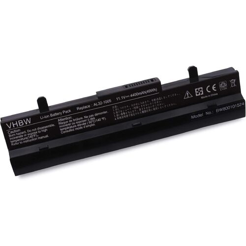 Batterie Compatible avec ASUS Eee PC R101, 1005PX, EPC-105VWT, R101PX, R101D, R101X, 1101HA, 1101 Ordinateur Portable (4400mAh, 11,1V, Li-ION) - Noir