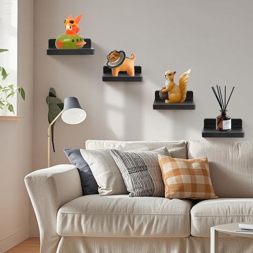 Cauc-Lot De 2 Petites Étagères Murales Flottantes De 12,7 Cm - Mini Haut-Parleurs, Babyphone, Appareils Photo, Présentoir De Figurines (Noyer)