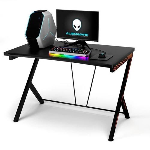 Costway 3 En 1 Bureau Gaming 116x75x77 Cm Cadre En Métal En Forme De R Avec Repose-Pieds Réglables, Charge 80 Kg, Style Design