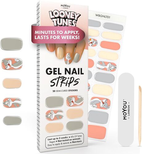 Autocollants Auto-Adhésifs Pour Ongles En Gel Semi-Durci, Lampe Uv/Led Requise, 20 Enveloppes De Vernis À Ongles En Gel, Autocollants Pour Nail Art - Bugs Bunny