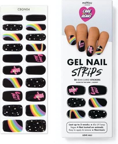 Autocollants Auto-Adhésifs Pour Ongles En Gel Semi-Durci, Lampe Uv/Led Requise, 20 Enveloppes De Vernis À Ongles En Gel, Autocollants Pour Nail Art - Love All