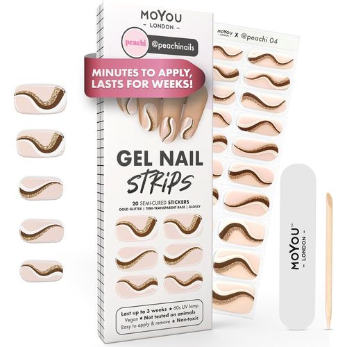 Tianyi-Autocollants Auto-Adhésifs Pour Ongles En Gel Semi-Durci, Lampe Uv/Led Requise, 20 Enveloppes De Vernis À Ongles En Gel, Autocollants Pour Nail Art - Peachi 04 