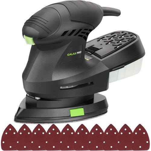 Ponceuse Delta 200W, Galax Pro Ponceuse à Main 12000OPM associé à une collection de poussière et 10 morceaux de papier de verre