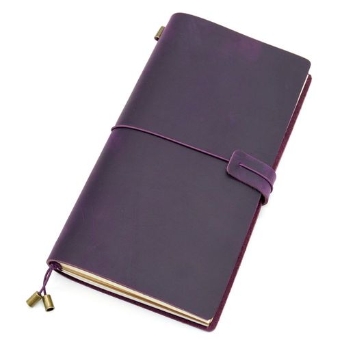 Carnet De Voyage En Cuir Véritable Fait À La Main,Journal De Voyage,Cuir De Vachette Vintage,Cadeau,Licence,Lettrage Gratuit,Gaufrage, -Violet-L Standard 22x12