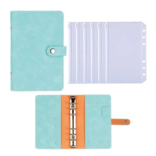 Couverture De Cahier De Licence De Classeur De Budget D'horizon,Pu Adt-Lepg,Manuel,Agenda De Classeur De 6 Trous,Couverture De Papier D'agenda,Papeterie Scolaire - Type Green 6 Zip Pockets