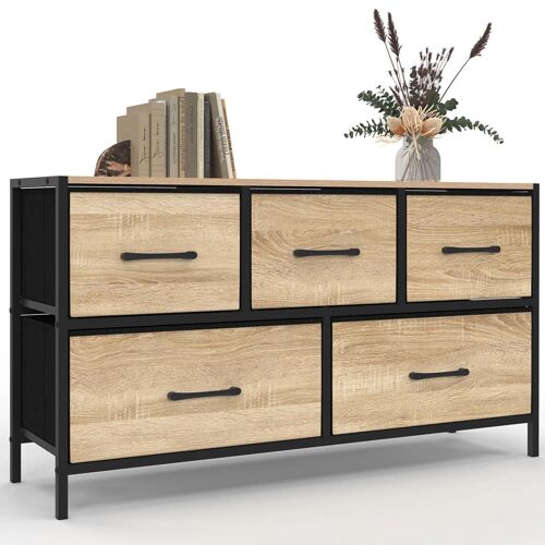 Commode 5 tiroirs en tissu UTAH H.55 cm meuble de rangement design industriel