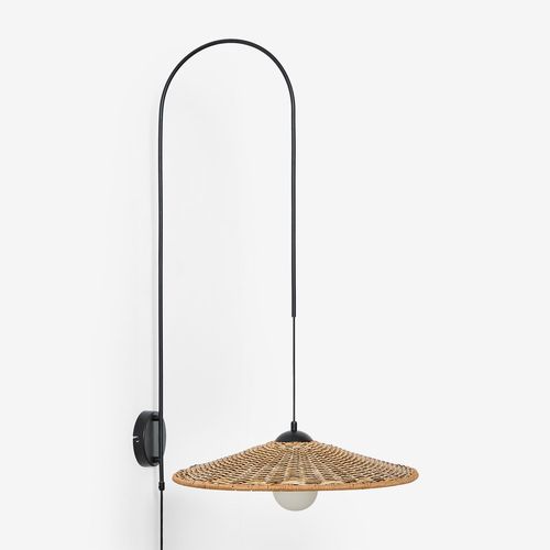 Applique D'extérieur Sopant En Fer Et Rotin Synthétique Noir ¿100 Cm