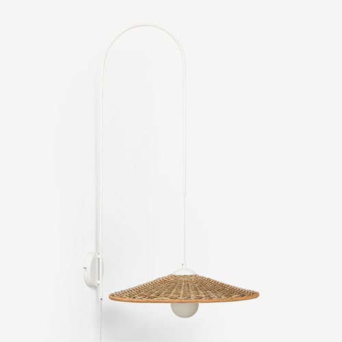 Applique D'extérieur Sopant En Fer Et Rotin Synthétique Blanc ¿100 Cm
