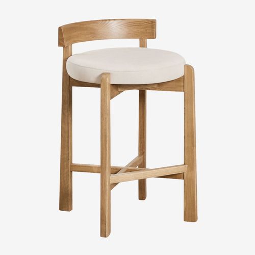 Lot De 2 Tabourets Hauts En Bois De Chêne Et Revêtement Manille Bois Naturel ¿65 Cm