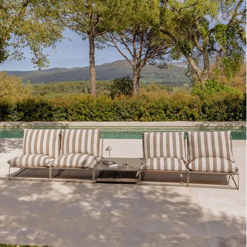 Ensemble De Jardin Amaro Avec Deux Canapés Modulables 2 Pièces Et Une Table D'appoint Convertible Tapioca Beige - Brun Moka