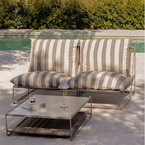 Ensemble De Jardin Amaro Composé D'un Canapé Modulable 2 Pièces Et D'une Table D'appoint Convertible Tapioca Beige - Brun Moka