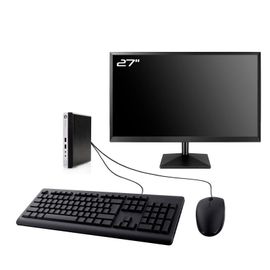 PC HP ProDesk 400 G3 Mini Ecran 27" Intel G4400T RAM 16Go SSD 240Go W11 Wifi