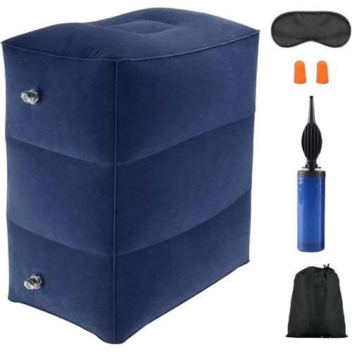 Repose Pieds Gonflable 3 Couches Oreiller De Tabouret Gonflable De Détendez Vos Jambes Avec Masque De Sommeil Pour Dormir Repose-Pieds Adapté Au Bureau,À La Maison Et En Voyage,Tibetan
