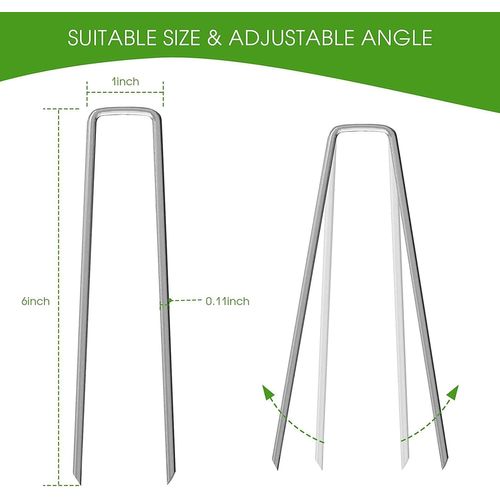 Asfasfq-50pcs Piquets De Jardin En Forme De U 150 Mm X 30 Mm, Piquets De Fixation En Acier Galvanisé Pour Toile De Paillage, Agrafes De Jardin Pour Bâche Anti-Mauvaises Herbes - Anti-Rouille