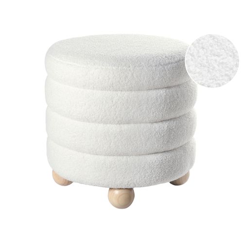 Pouf Chilly Blanc Cassé Fourrure Synthétique 42 Cm 42 Cm