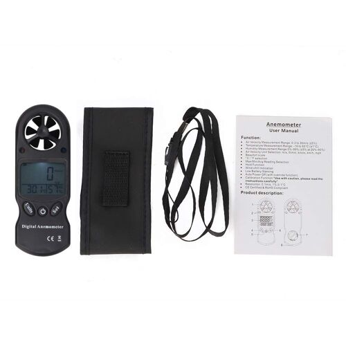 SUBZONAL-Anémomètre Thermomètre Numérique Multifonction Portable 3 en 1 Hygromètre LCD Compteur de Vitesse du Vent Numérique