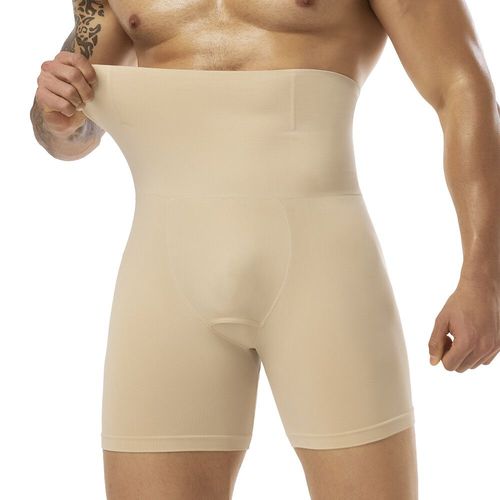 Taille Haute Pour Hommes Shapewear Ventre Contrôle Shorts Minceur Corps Shaper Compression Boxeurs Slips 3d Pochette Avec Os En Acier