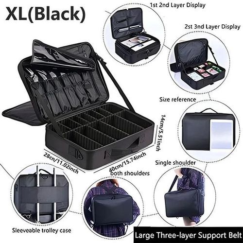 KADSL-Trousse De Maquillage Professionnelle Pour Femmes, Boîte À Outils De Voyage De Grande Capacité Pour Beauté Des Ongles, Organisateur De Cosmétiques, Valises Pour Boîtes De Rangement De Maquillag