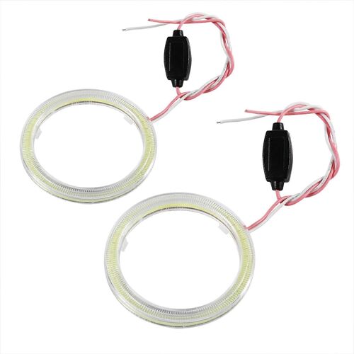 1 Paire Auto Halo Anneaux Angel Eye Cob Puces Phare Drl Led Pour Moto Voiture 60mm
