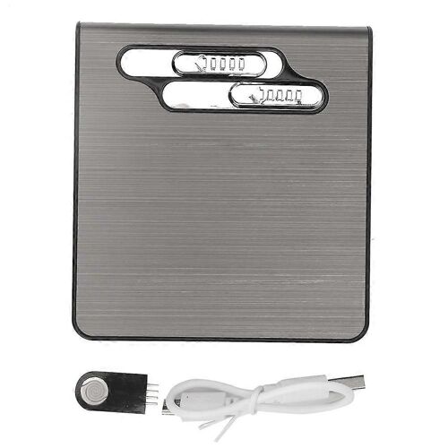 Style à la mode 2 en 1 automatique boîte à cigarettes étui briquet USB de chargement pour hommes (noir)
