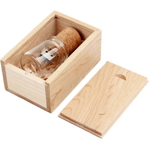 Bouteille flottante USB3.0 Clé USB transparente avec boîte en bois (128GB)
