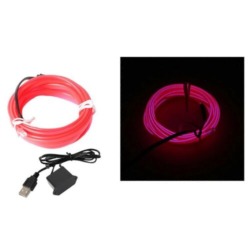 Bande Lumineuse Led Fluo Pour Voiture,Alimentée Par Usb,Idéale Pour La Décoration Intérieure,5 V,3 M,Rose