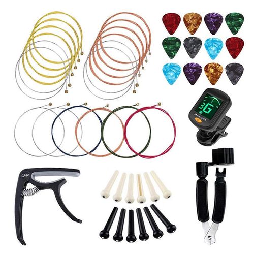 45 Pcs Guitare Accessoires Set Corde Capo Pont Broches Pick Remplacement Jouer Outil Auxiliaire