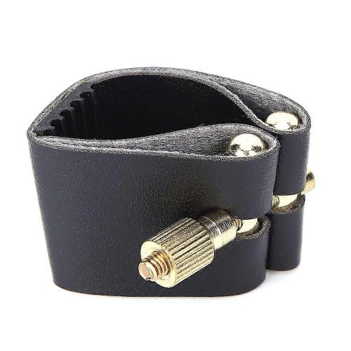 Ligature De Saxophone Noir Pu Cuir Métal Durable Instruments De Musiquec66 Ténor