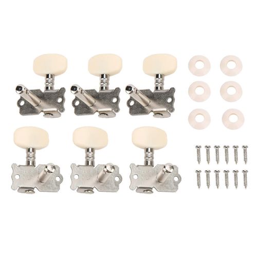 6pcs Guitare Corde Bouton Simple Trou En Acier Colonne Carrée Tête Folk Instrument Accordeur Chevilles