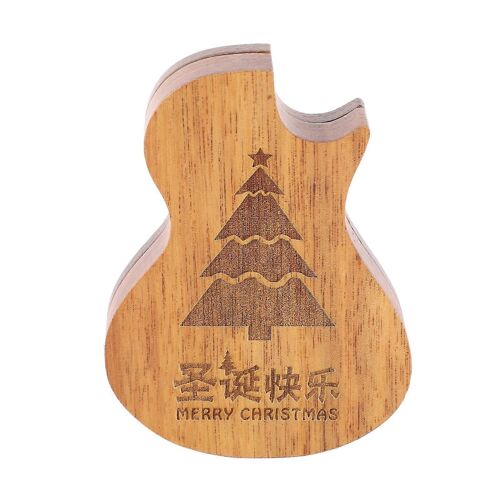 Boîte De Médiators De Guitare Portable Multifonctionnel En Forme De Guitare En Forme De Médiators En Bois Étui L827 Arbre De Noël En Cascade