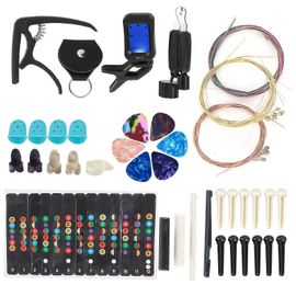 Kit De Remplacement De Cordes De Guitare Ensemble D'accessoires Changer Le Pack D'outils Pick Pin Capo Tuner Winder
