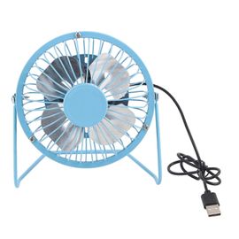 Mini ventilateur USB portable silencieux à pales en aluminium,pour la maison,le bureau,le fer,l'artisanat,bleu