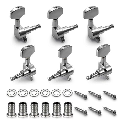 6 Pcs Chevilles D'accordage Alliage De Zinc Tête De Machine Accordeur Robuste Confortable Argent Guitare Acoustique Corde Accordage Clés