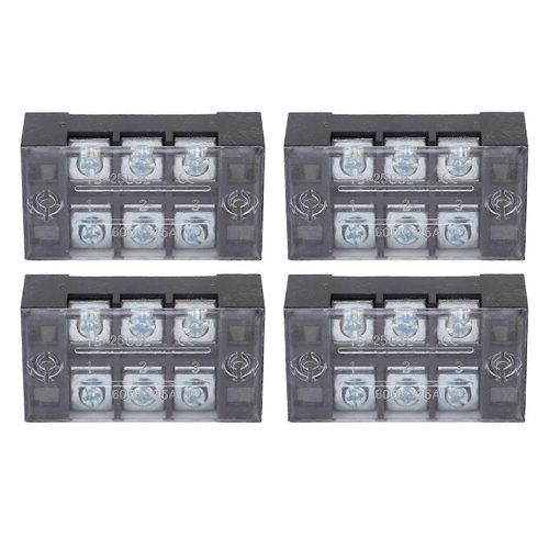 Bornier double range de vis vis bornier fil courant lev avec couvercle 600V 25A 4pcs 3 positions (2503)