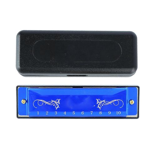 Harmonica 10 Trou 20 Tune C Clé Professionnel Standard Orgue À Bouche Avec Etui Pour Enfant Débutant Bleu