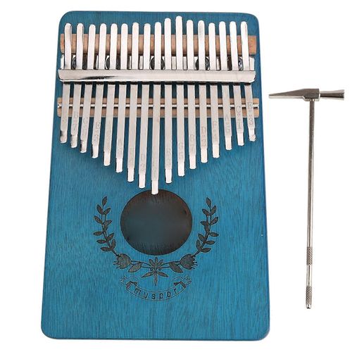 Kalimba Piano À Pouce En Acajou,Petit Instrument Portable À 17 Touches Pour Débutant,Instrument De Musique Ltk17s (Bleu)