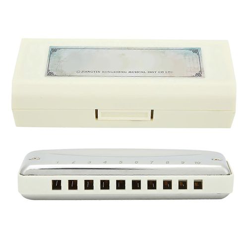 Blues Harmonica 10 Trous Orgue À Bouche G Clé En Acier Inoxydable Abs Résine Instrument À Ventblanc