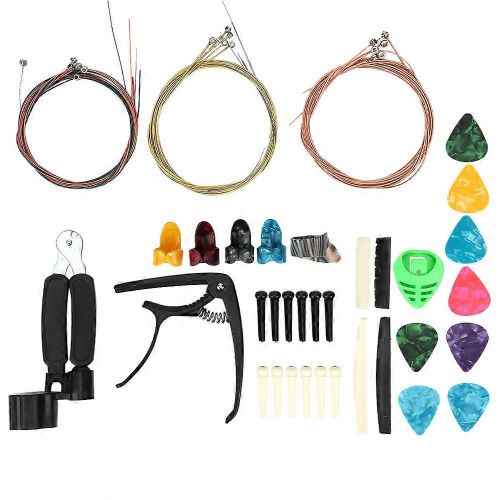 Kit D'accessoires Pour Guitare À Changer,Comprenant Cordes,Capodastre,Pince Pour Médiator En Celluloïd,Sillet Supérieur Et Inférieur