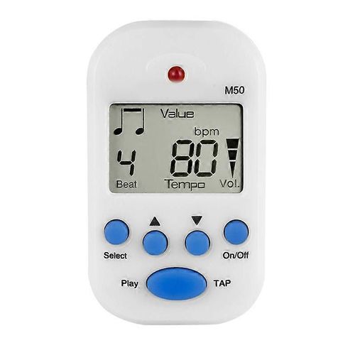 Métronome Électronique Mini Professionnel 2 Canaux Sortie Casque Pour Guitare Piano Violon M50 Blanc