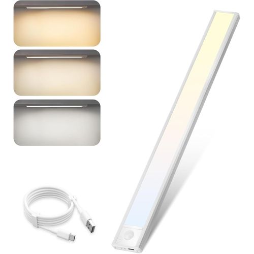 Ersan-Luminaire Sous Meuble Cuisine Led - 40cm Variable 3 Couleurs Éclairage Réglette Led Cuisine Avec Détecteur De Mouvement Batterie Usb Rechargeable Lampe De Placard Pour Escaliers Vitrines