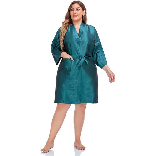 meimie-Cape Robe De Salon De Coiffure Pour Client,Style Kimono(Bleu)