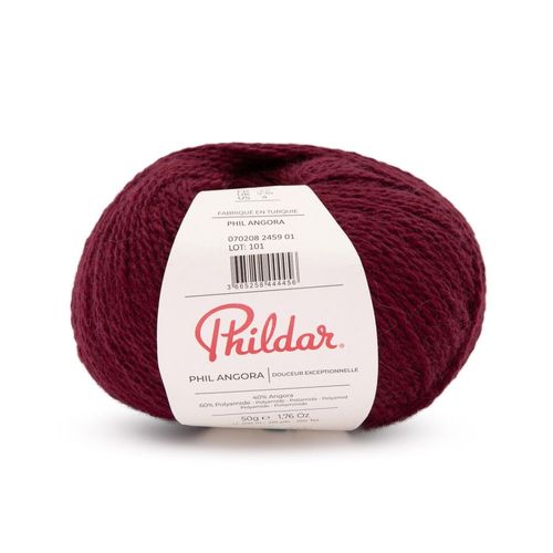 Pelote D'angora Vaporeuse - Phil Angora ¿ Fil Luxueux Effet Angora ¿ Phildar. Color : Burgundy