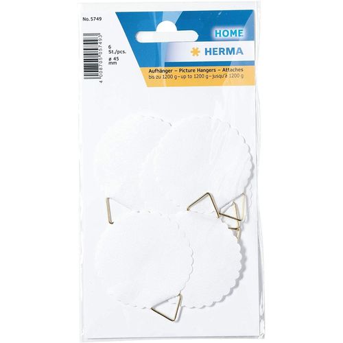 Herma Paquet De 6 Attaches Pour Cadres Diamètre 45 Mm Shirting Blanc